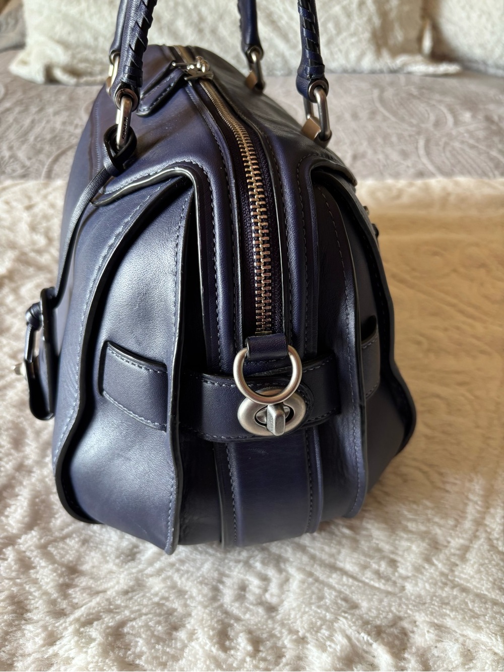 Coach Ace Satchel in Navy/Silver - Picture 11 of 16